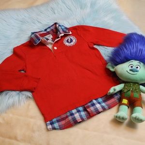 Boys Size 5/6 Red Varsity Long Sleeve Collar Shirt